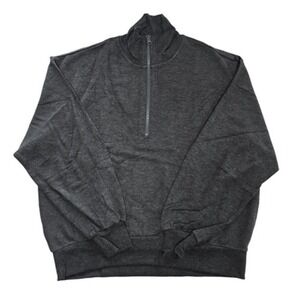 Lou & Grey Signaturesoft Plush Quarter Zip Sweatshirt Charcoal XS NWT